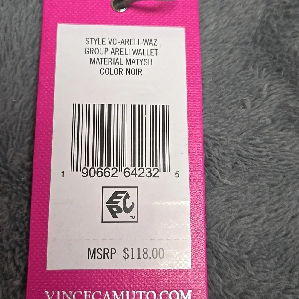 Vince Camuto Black Zip-Around Wallet with Eyelet Detail